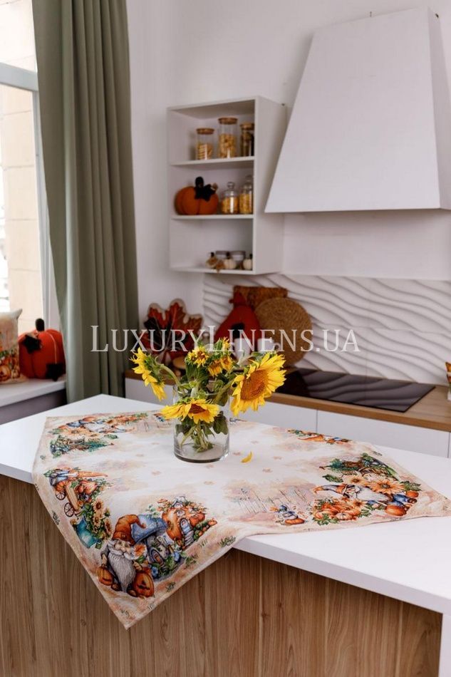 Гобеленова скатертина на стіл Гарбузові гноми ПРОВАНС, 135х180см 036204 36204 фото