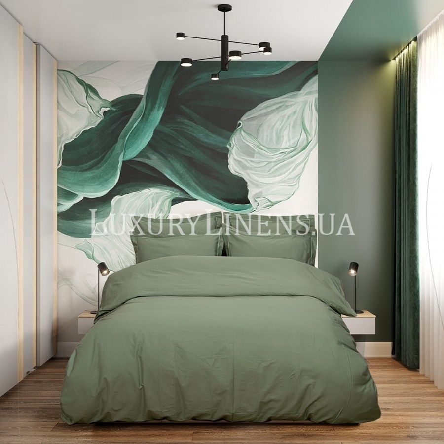 Постільна білизна сатин premium Lotus Home - Dakota оливковий 2326759-svt фото