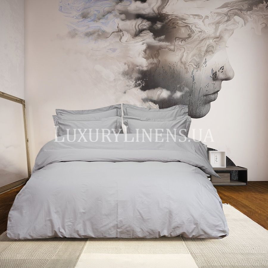 Постільна білизна сатин premium Lotus Home - Dakota світло-сірий 2326742-svt фото