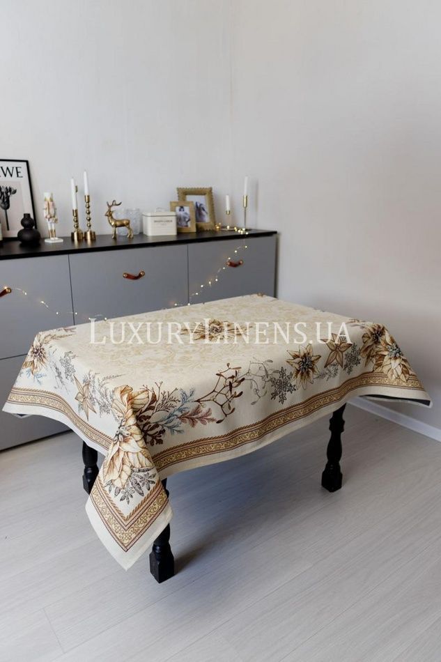 Новорічна гобеленова скатертина Золоте свято ПРОВАНС, 135х220см 036319 36319 фото