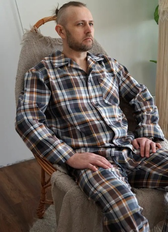 Піжама з сорочкою чоловіча L р50, брунатно-сіра 611L фото
