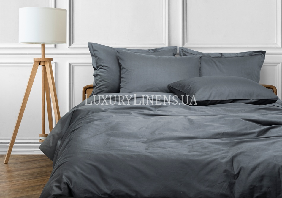 Постільна білизна LUXURY LINENS Premium DARK GREY 100% єгипетська бавовна 500ТС 38000133d фото