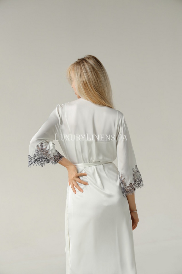 Комплект халат та сорочка "Евіта" білий S 50%шовк/50%поліестер 1000421 фото
