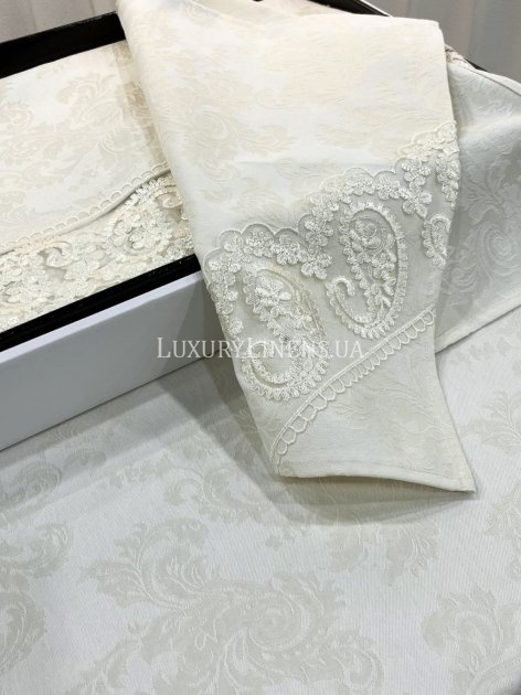 Скатерть LUXURY LINENS 83546/1002БК Ø180 см молочная 50%Хлопок/50%акрил 25115 фото