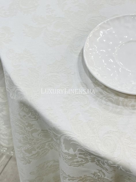 Скатерть LUXURY LINENS 83546/1002БК Ø180 см молочная 50%Хлопок/50%акрил 25115 фото