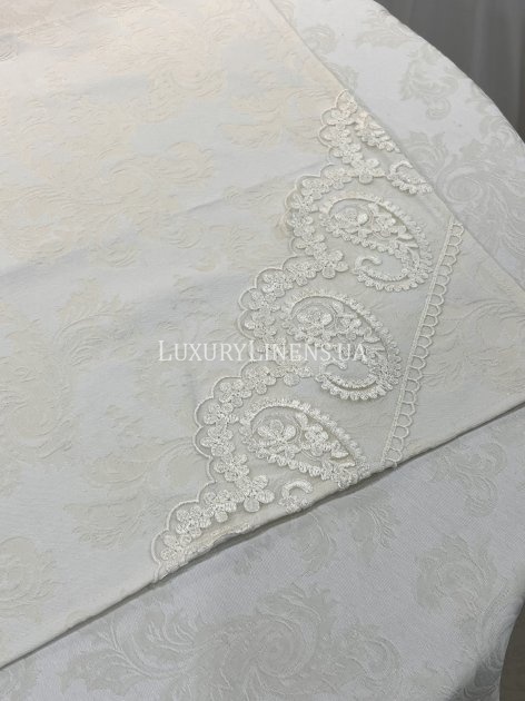 Скатерть LUXURY LINENS 83546/1002БК Ø180 см молочная 50%Хлопок/50%акрил 25115 фото