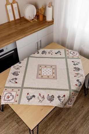 Гобеленова скатертина наперон Курочки ПРОВАНС, 95x100cм 025987 Гобеленовая скатерть наперон Курочки ПРОВАНС, 95x100cм 025987 фото