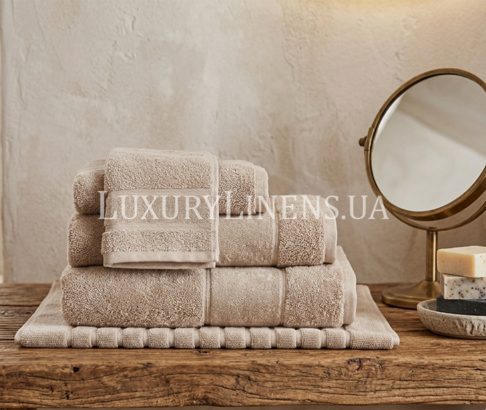Полотенце LUXURY LINENS Basic Line Beige 361233050 фото