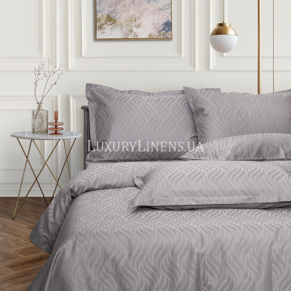 Пододеяльник LUXURY LINENS Jacguard My Love Gray 100% египетский хлопок, 500ТС 381602202 фото