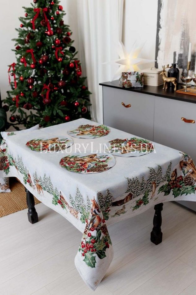 Новорічна гобеленова скатертина Squirrel ПРОВАНС, 135х140см 041753 41753 фото