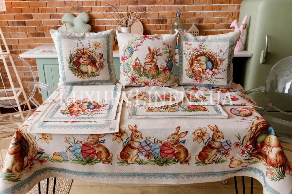 Великодня гобеленова скатертина на стіл Злагода ПРОВАНС, 135х350см 034139 34139 фото